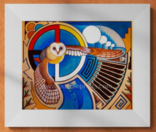 Native American Art Print, Native American wall art, Southwest art print, Barn owls, Barn Owl art, New Mexico art
