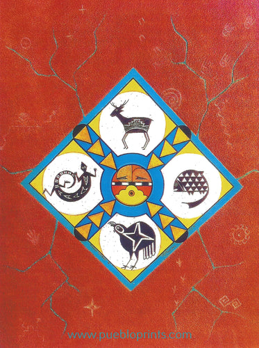 Southwest Art décor, petroglyph art, San Ildefonso Pueblo art, Native American Art, New Mexico Art